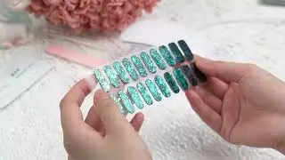 New gel nail strips Green Prism FX Glitter | HUIZI nail wraps manufacturer Brocade Nails Custom
