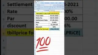 #short#TBILLPRICE TBILLYIELD TBILLEQ-TBILL calculation using excel formula's