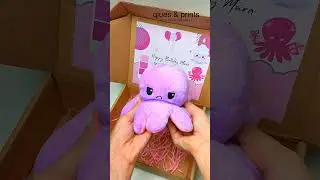 Qlues & Prints Purple Gift: Moody Octopus Stuffed Toy, Can't Help Music Box, Flower, Headband