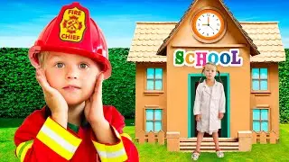 Cardboard School Adventure! Fun Pretend Play for Kids