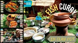 Miniature Cooking | Fish Curry (Meen Kulambu) in Clay Pot | Tamil Style #tinykitchen  #fish #food