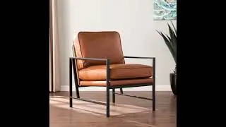 Southern Enterprises Karynmere Brown Faux Leather Accent Chair - The Classy Home