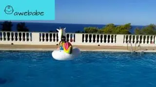 Giant Inflatable Unicorn Pool Toy | Fun in the Swimming Pool | Kids playing in water