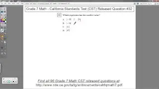 Grade 7 Math - CST Released Question #32 (Absolute Value)