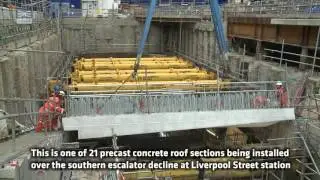 Crossrail Shorts: Precast concrete roof sections installed at Liverpool Street station