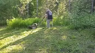 Weed whacking wild man.  Amputee's United. You can do it. RocOn.
