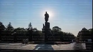 Taras Shevchenko Monument timelapse in Shevchenko park with his poetic images of fighters for