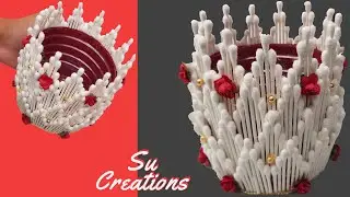 Cotton Buds Craft | Best Re-used Idea | By Su Creations - Episode 11