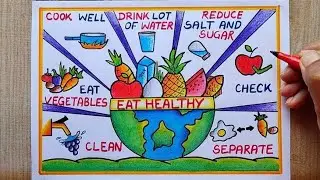 National Nutrition week poster Drawing| part 2 | world food day drawing| healthy diet chart drawing