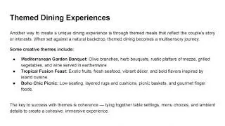 Unique Dining Experiences for Weddings in Natural Settings