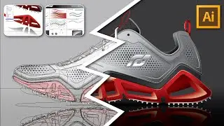 Rendering a SNEAKER using only Adobe Illustrator Vectors - Amazing Techniques