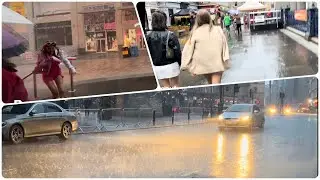 Heavy rain hits Glasgow this evening