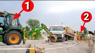 Tata Lps 4018c Stuck in Mud Rescue By two Jcb Machine