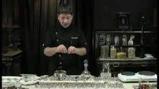 Блюдо из подкопченной осетрины с желе из водки A.Quetglas