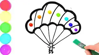 How To Draw Parachute|How to draw  Air Balloon easy|Flying hot air balloon drawing steps with colour