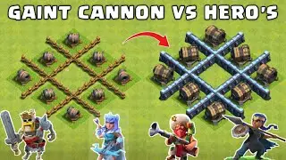 8x Giant Cannon vs All Heroes | Clash of Clans Challenge