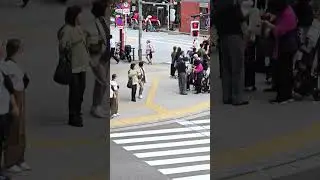 Busy intersection at the Burger King in Asakusa,  Tokyo.