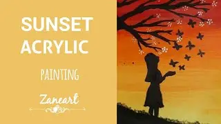 How to paint SUNSET using Acrylic Paints | 27 | Zane Art | Riya Fathima Haris.