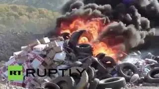 Russia  Watch authorities burn 20 TONNES of illegal EU meat