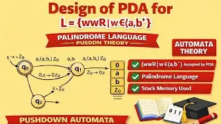Design of PDA for L = { wwR | w &isin; {a, b}⁺ } | Palindrome Language | Automata Theory  #toc #automata