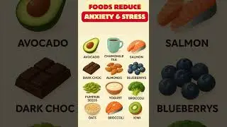 Foods That Help Reduce Anxiety and Stress Naturally 🥑☕🐟#stressrelief  #healthyfoods