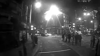 Night Vision Camera Captures Road Accident with Van Forward Facing Camera