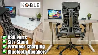 BEST ALL IN ONE Desk | Koble Lana Sit Stand / Speakers/USB Ports/Wireless Charging
