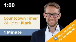 Zoom Video Black Background with White 1 Minute Countdown Timer (Download available)