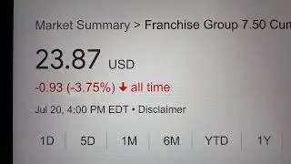 🔴 Franchise Group 7.50 Cumulative Perpetual Pref Shs Series A FRGAP Stock Trading Facts 🔴