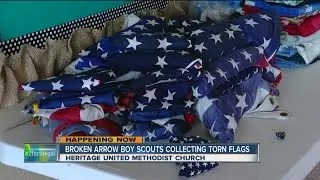 Broken Arrow Boy Scouts Collecting Torn Flags