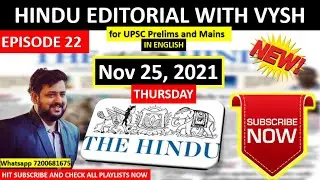 BEST Hindu Editorial in English | Hindu EDITORIAL in English | 25th November 2021 | By Vysh | HINDU