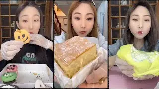 asmr mukbangasmr/kwai dessert mukbang,/mochi eating,creperoll cake chocolate #asmr