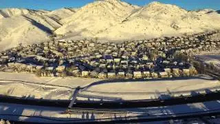 Drone video of Golden, CO following large snow storm