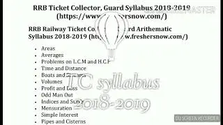 Railway T.C 2018-2019 syllabus