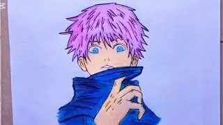 Gojo Satoru Pencil Color Drawing 🎨 | Jujutsu Kaisen Anime Art