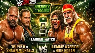 Wwe 2k25 tripleh and shawn vs ultimate warrior and hulkhogan ladder match