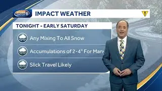 Video: Slippery roads likely as 2-4 inches of snow fall