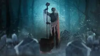 Animated Light-Up Cauldron Keeper Skeleton Decoration with Sounds