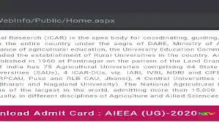 ICAR ADMIT CARD RELEASE 2020|| Admit Card Out ICAR Entrance Exam 2020/NTA ICAR Admit Card 2020