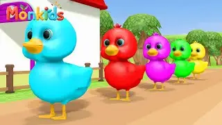 Five Little Ducks Song | Colorful Ducks | MonKids Nursery Rhymes & Kids Songs
