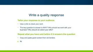 How to write a tender | Tip 7 - Write a quality response