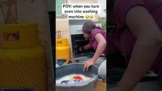 She turn Oven into washing machine 😂😂😂😂