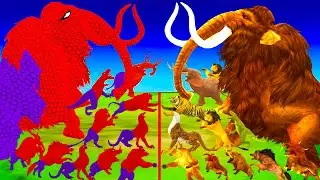 Epic Battle - Prehistoric Mammals vs Spider Animals Size Comparison Woolly Mammoth vs Spider Mammoth