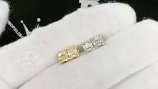Small Rectangle Cluster Baguette Diamond Earrings .19cttw 10K Yellow or White Gold | Real Iced Out