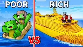 JJ and Mikey: POOR vs RICH Ship Yacht Battle in Minecraft - Maizen