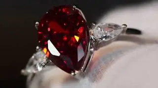 Red pear cut diamond ring, red teardrop diamond engagement ring, red diamond wedding ring