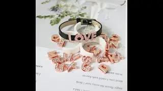Rhinestone Rose Gold Alphabet Letter Charm Pendants for Bracelet Pets Collar Wristband Making