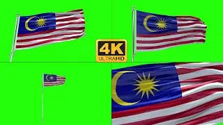 Malaysia flag green screen 4k