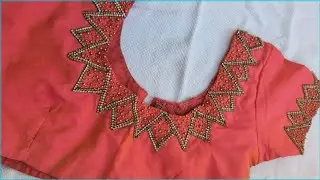 Simple blouse design 🥰 beads and chain stone design