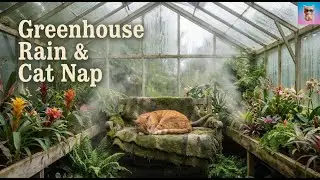 Rain on Glass & Cat Purring 🌧️ Cozy Greenhouse Sleep [1 Hour]